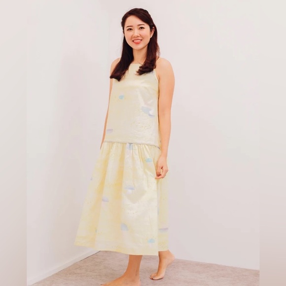 Yellow Midi Dress with Pastel Accents - Picture 2 of 9